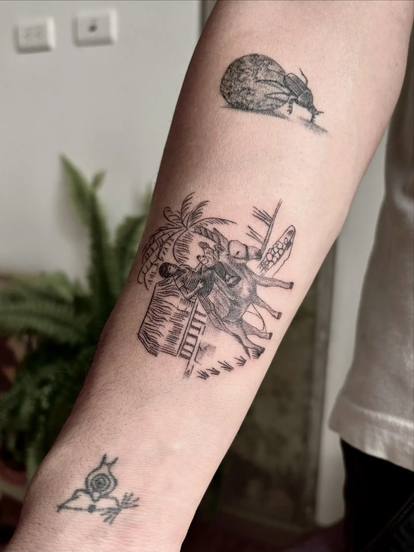 Fragmentos de una Costa Lejana - Micro-realismo / Blackwork con estilo de grabado (Engraving)